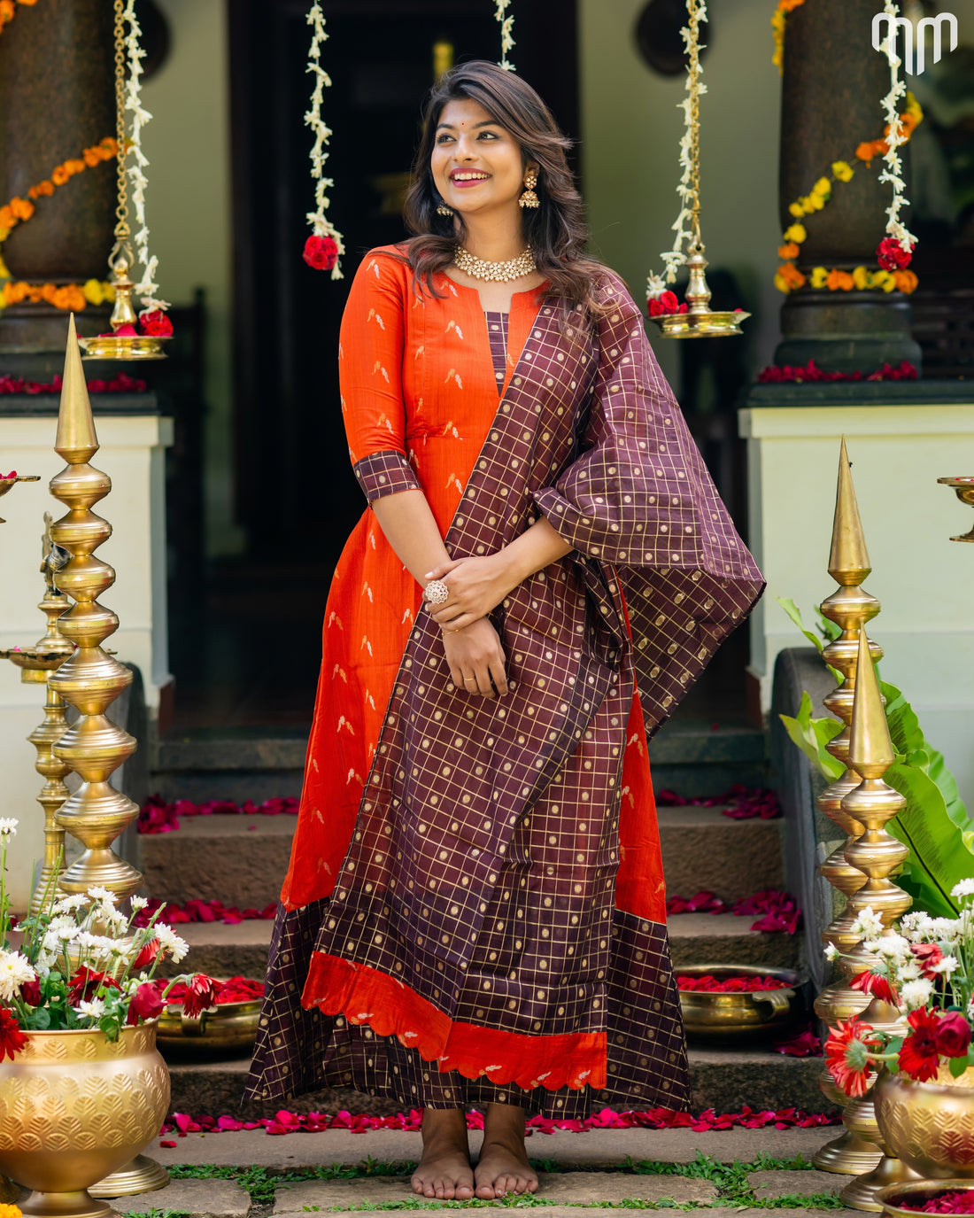 Avantika_01 Fancy Silk Maternity Maxi with Full Cotton Lining &amp; Dupatta