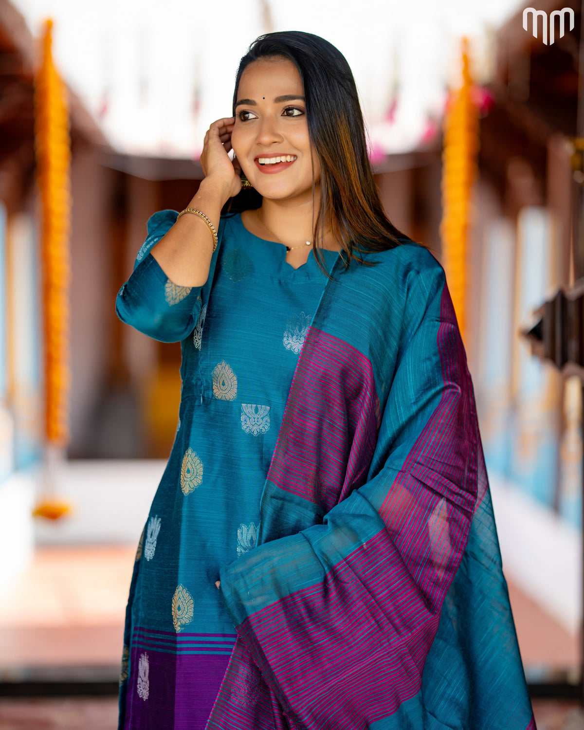 Ezhil_V3 Premium Raw Silk Maternity Kurti Set with top cotton lining