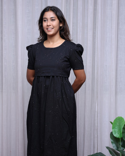 Glitter Black Zipless Maternity Loungewear – Full Length