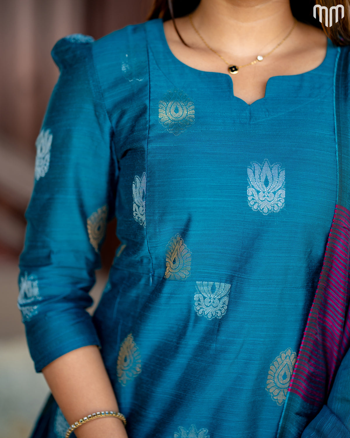 Ezhil_V3 Premium Raw Silk Maternity Kurti Set with top cotton lining