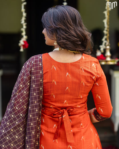 Avantika_01 Fancy Silk Maternity Maxi with Full Cotton Lining &amp; Dupatta