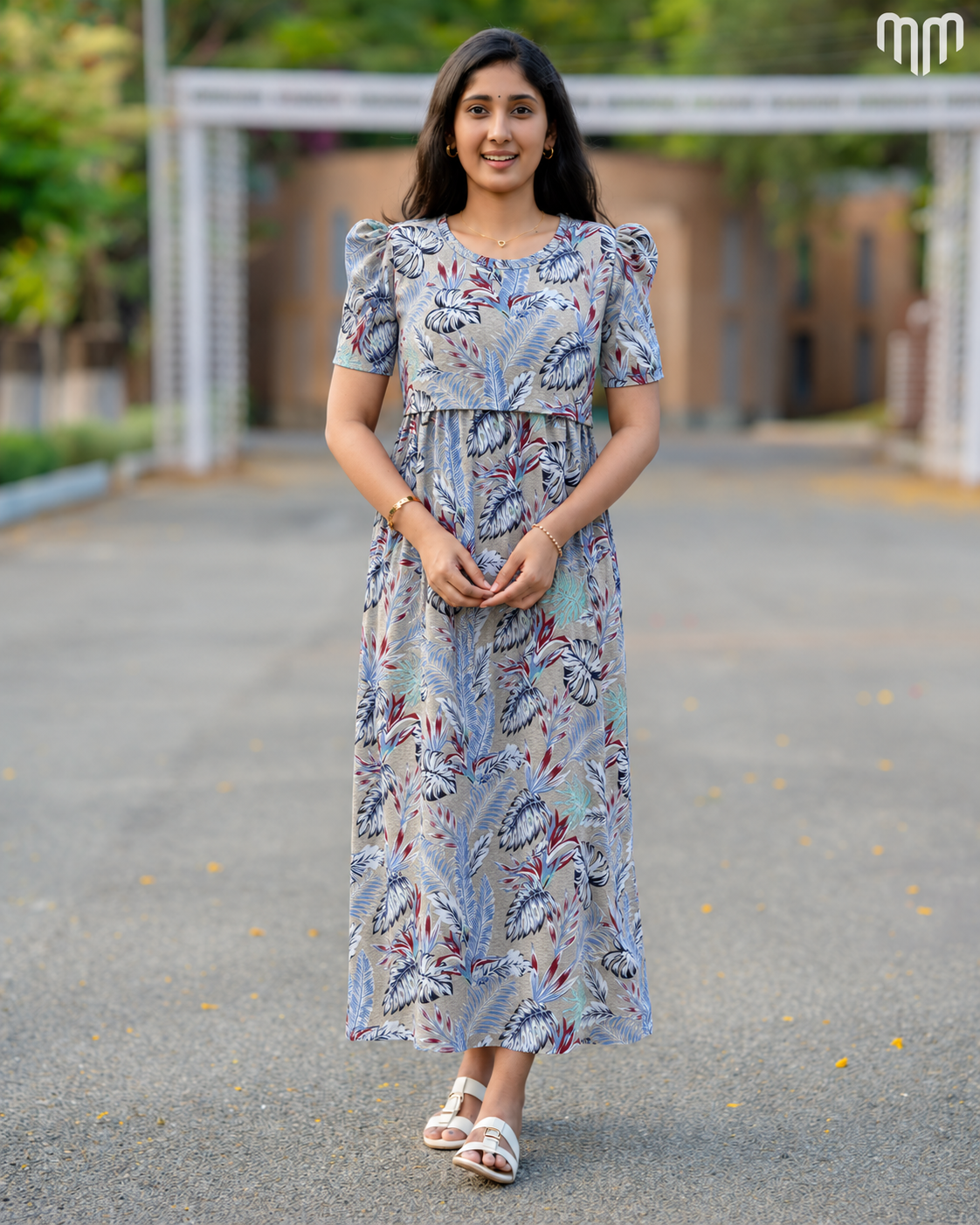 Silver Blue Botanicals Zipless Maternity Loungewear – Full Length