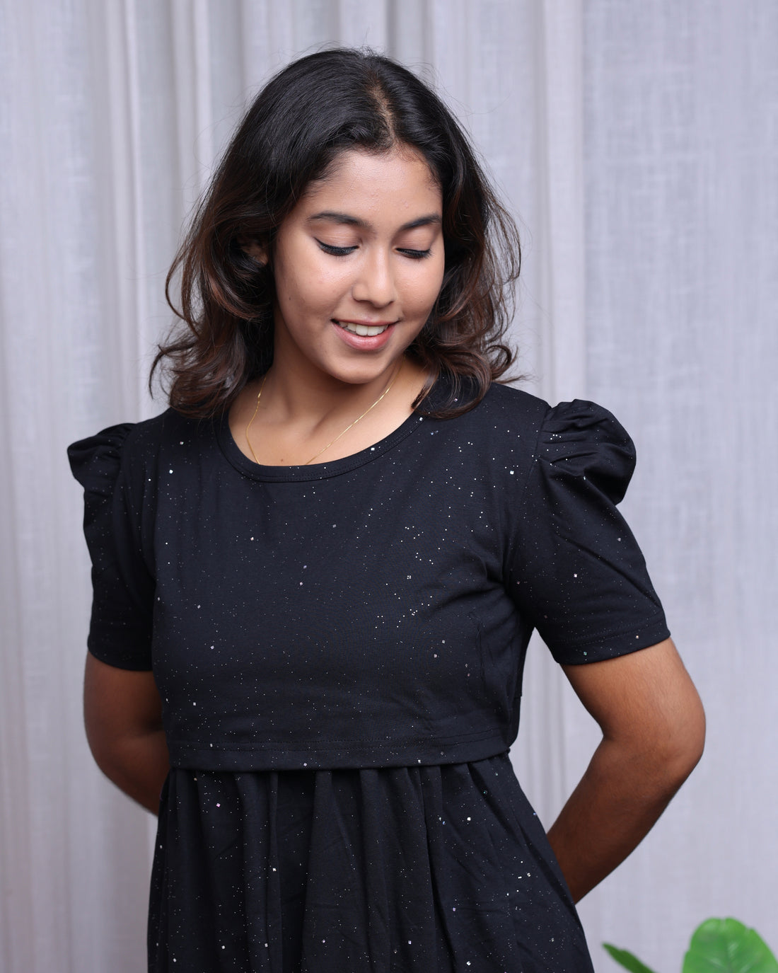 Glitter Black Zipless Maternity Loungewear – Full Length