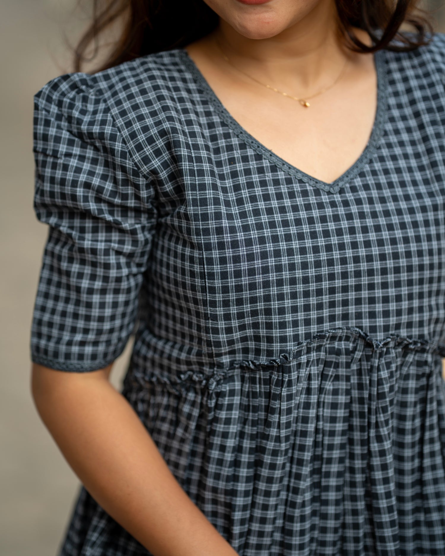 Tiny Checks Feeding Crop Top