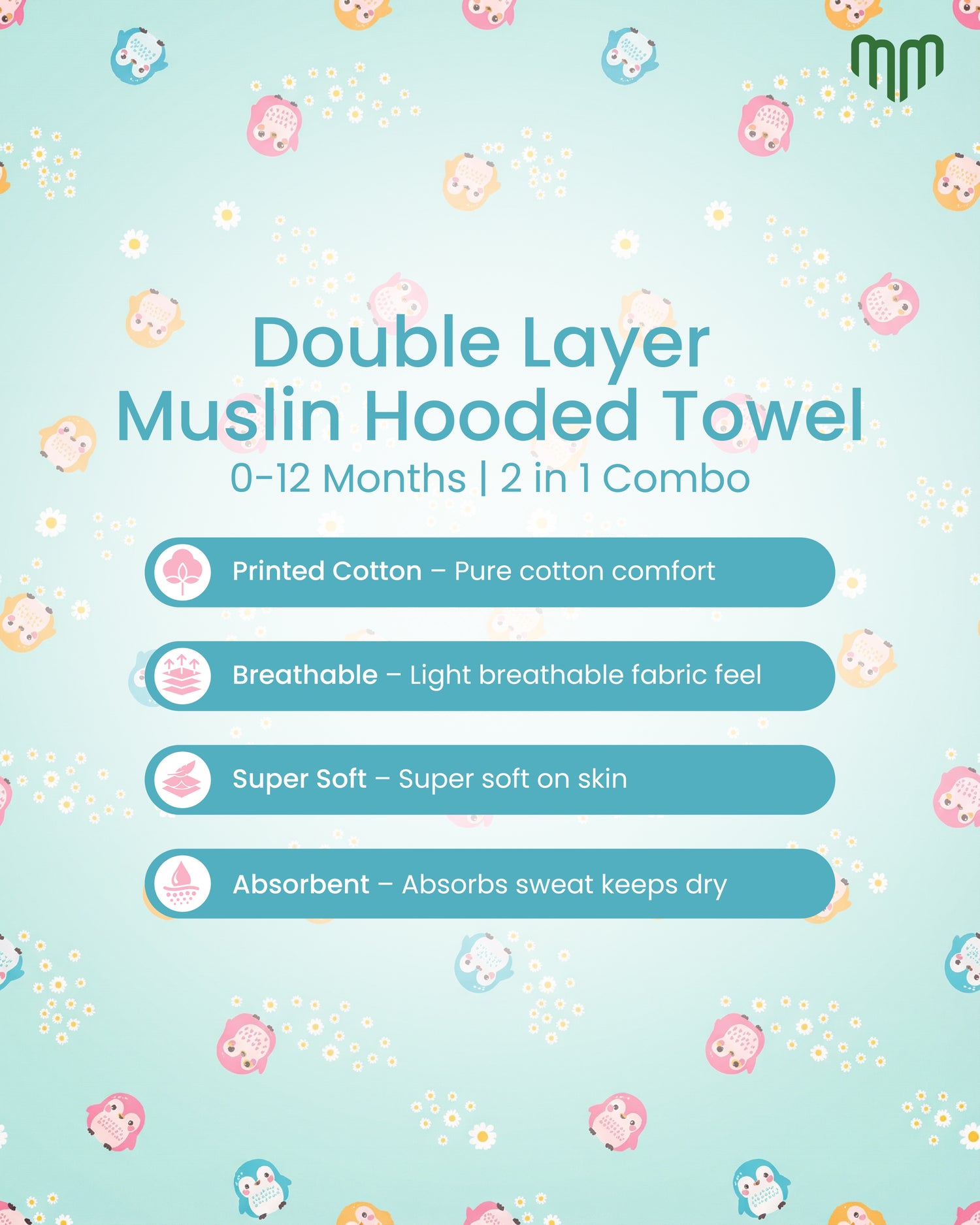 Little Rabbit - Double Layer Muslin Hooded Towel