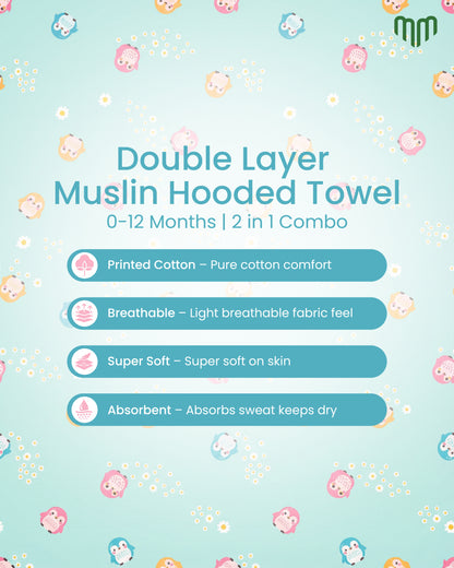 Little Rabbit - Double Layer Muslin Hooded Towel