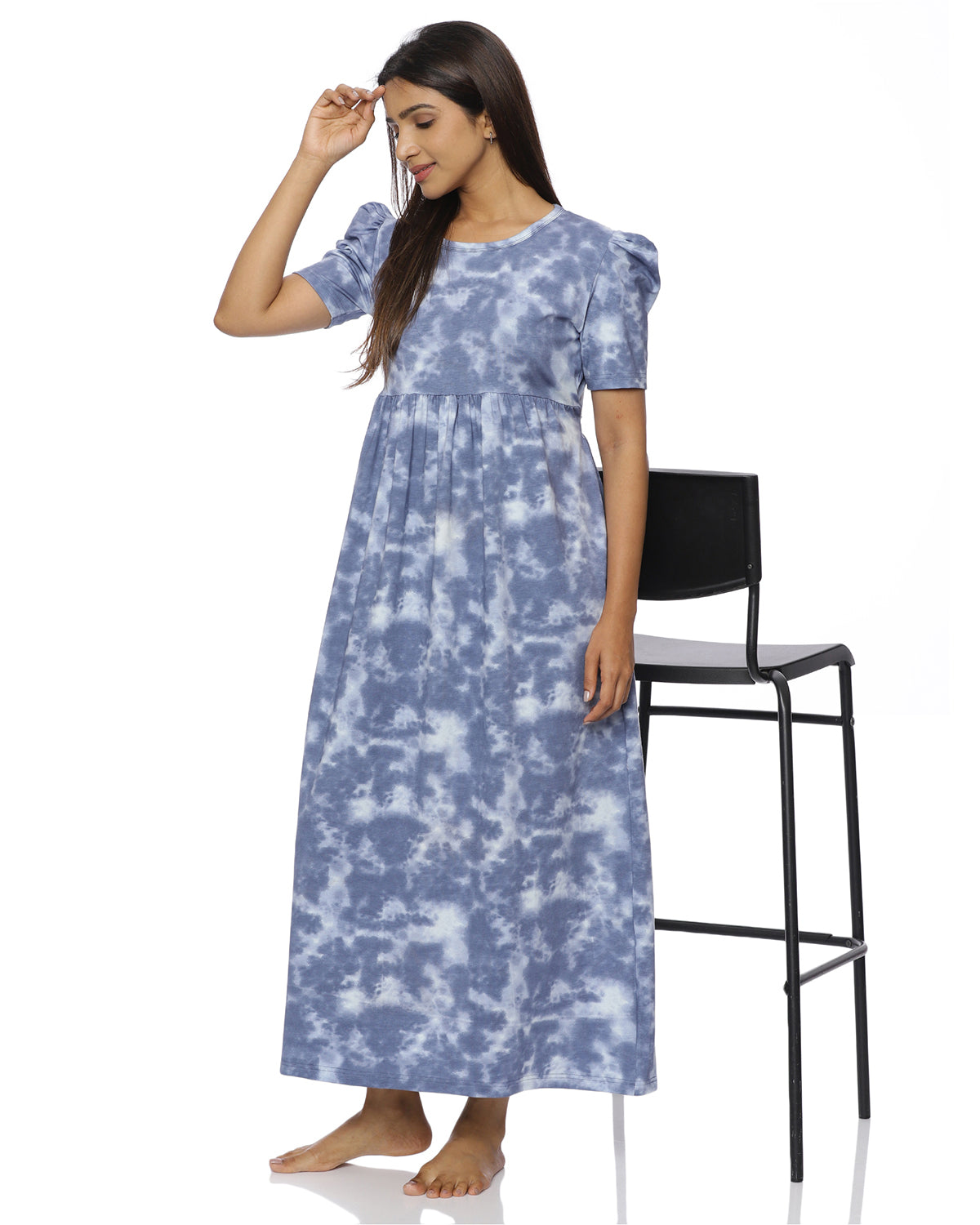 Tiya | Casual Non-Maternity Loungewear - Puff Sleeve | Full Length