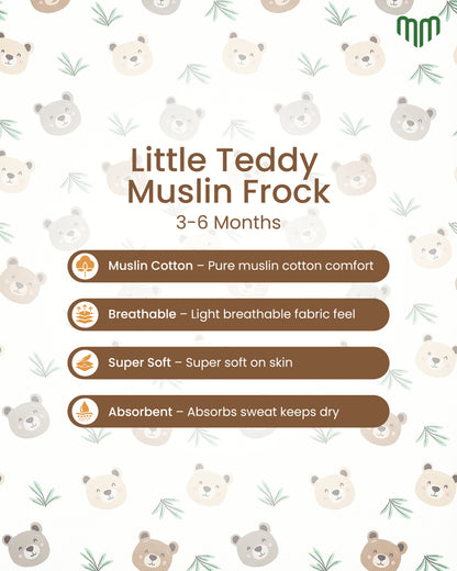 Little Teddy Muslin Sleeveless Frock