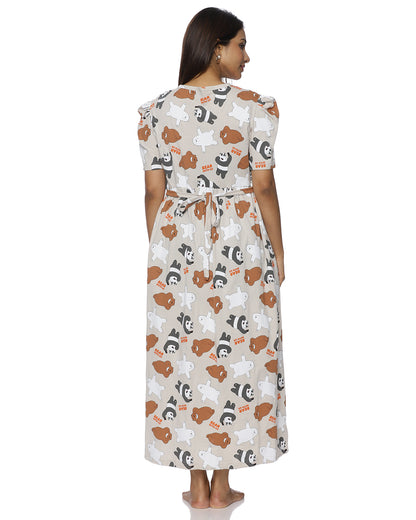 Cute Bear | Casual Non-Maternity Loungewear - Puff Sleeve | Full Length