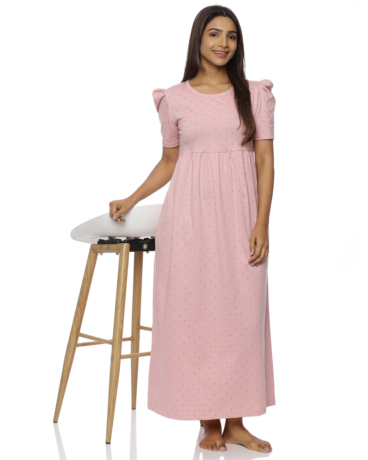 Tiny Hearts | Casual Non-Maternity Loungewear - Puff Sleeve | Full Length