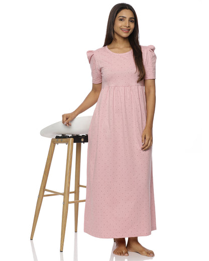 Tiny Hearts | Casual Non-Maternity Loungewear - Puff Sleeve | Full Length