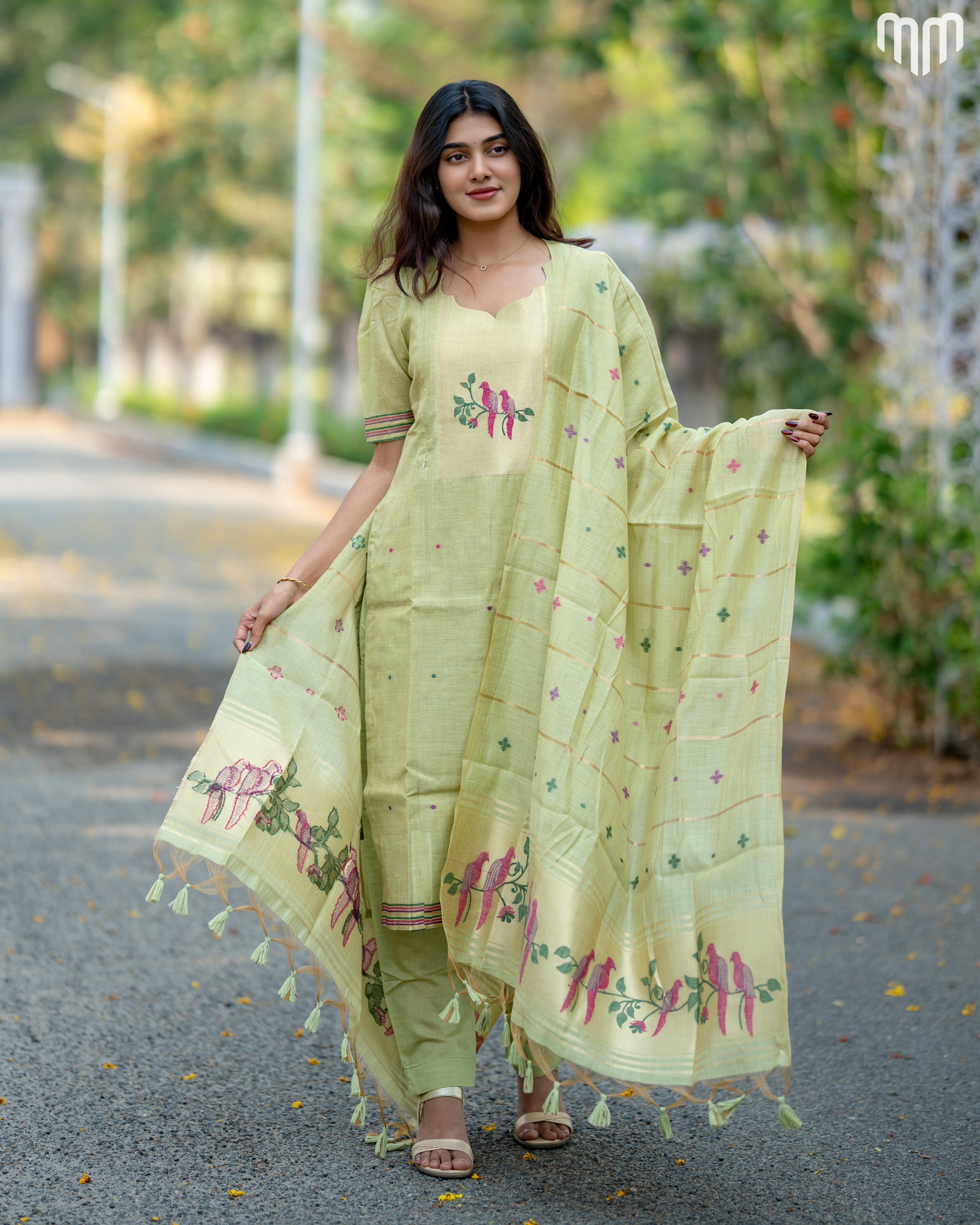 Green-Iris Maternity Kurti Set