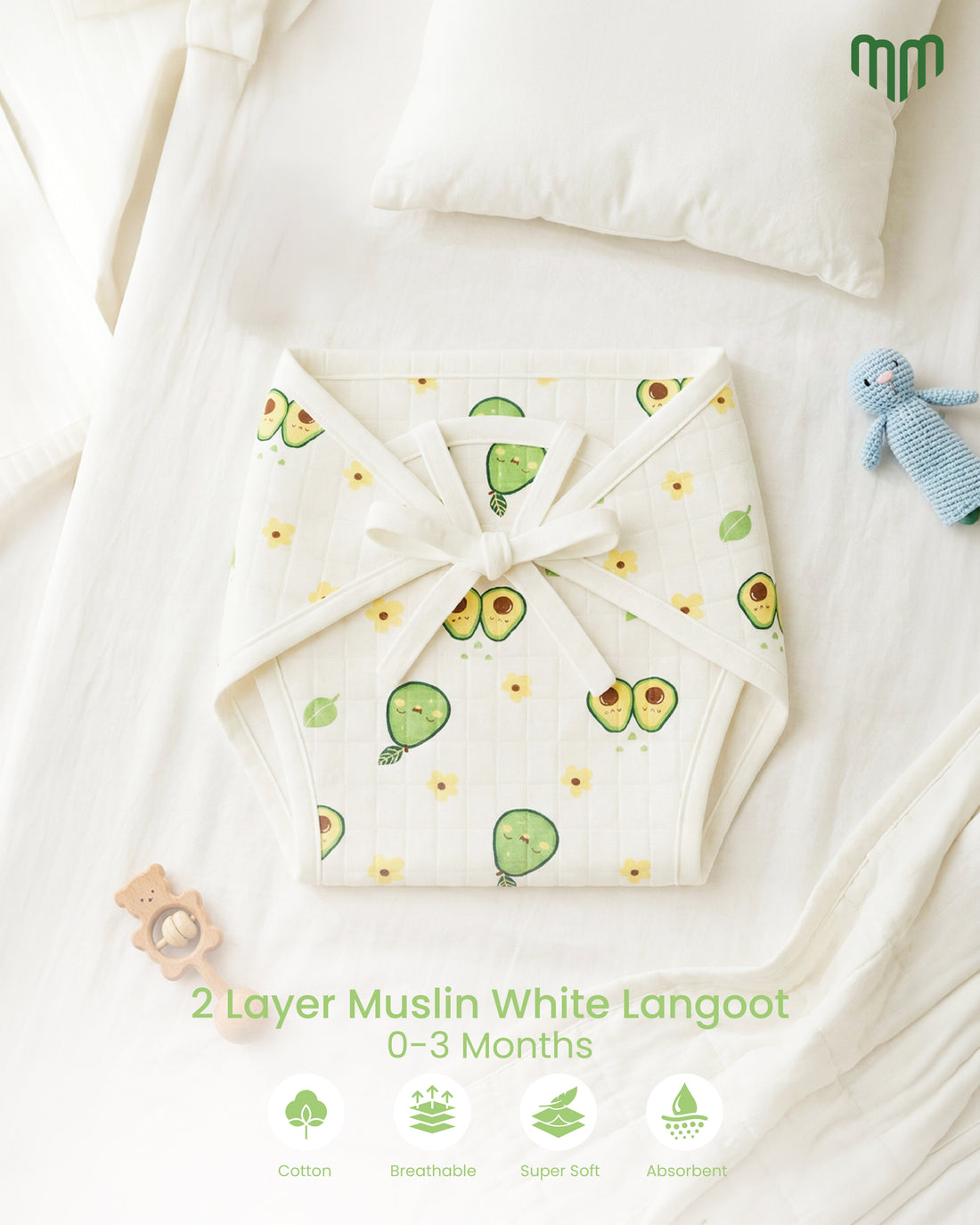 Little Avocada Muslin Nappy