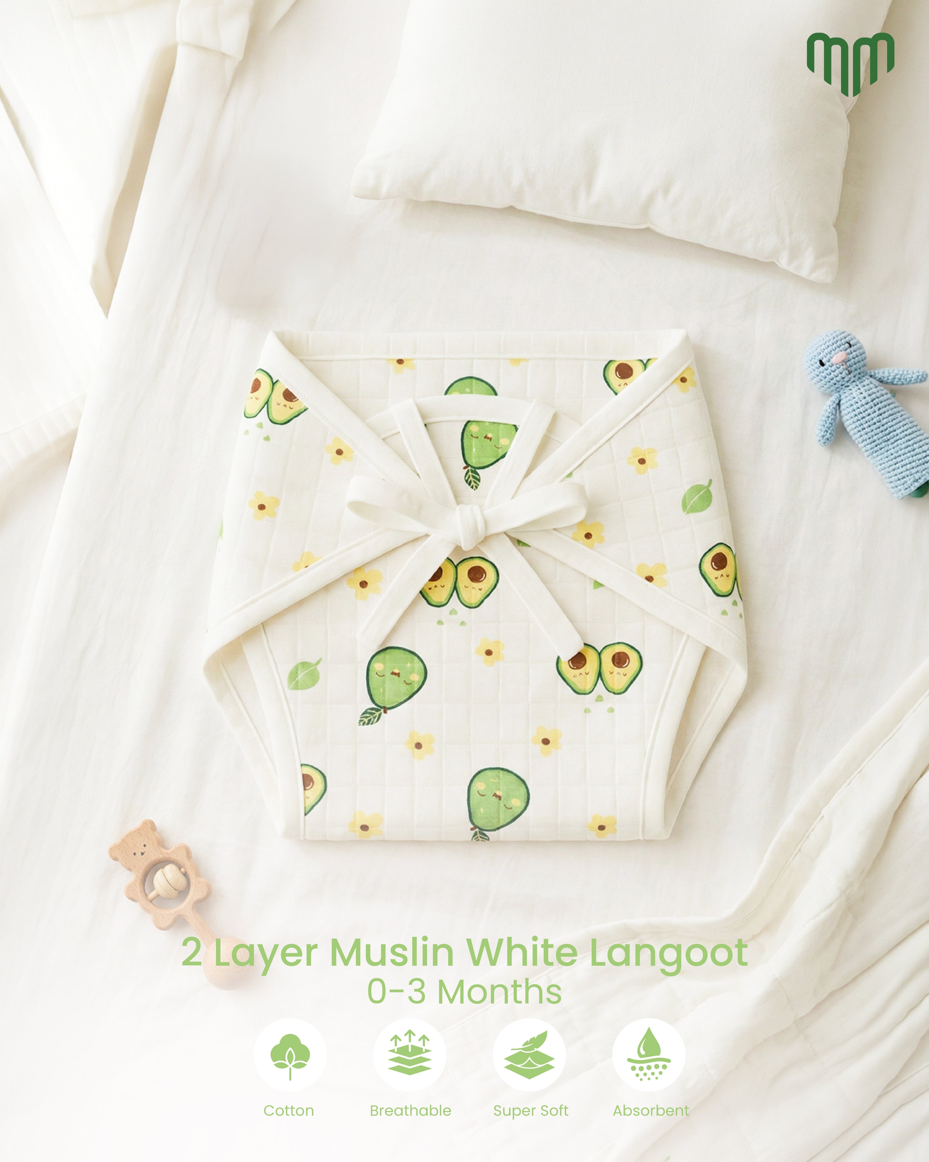 Little Avocada Muslin Nappy