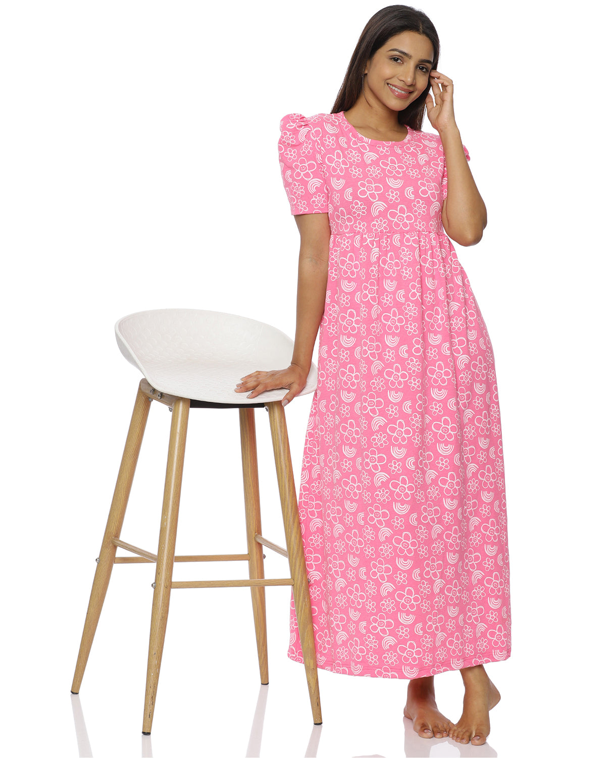 Pink-Bloom Casual Loungewear -  Full Length