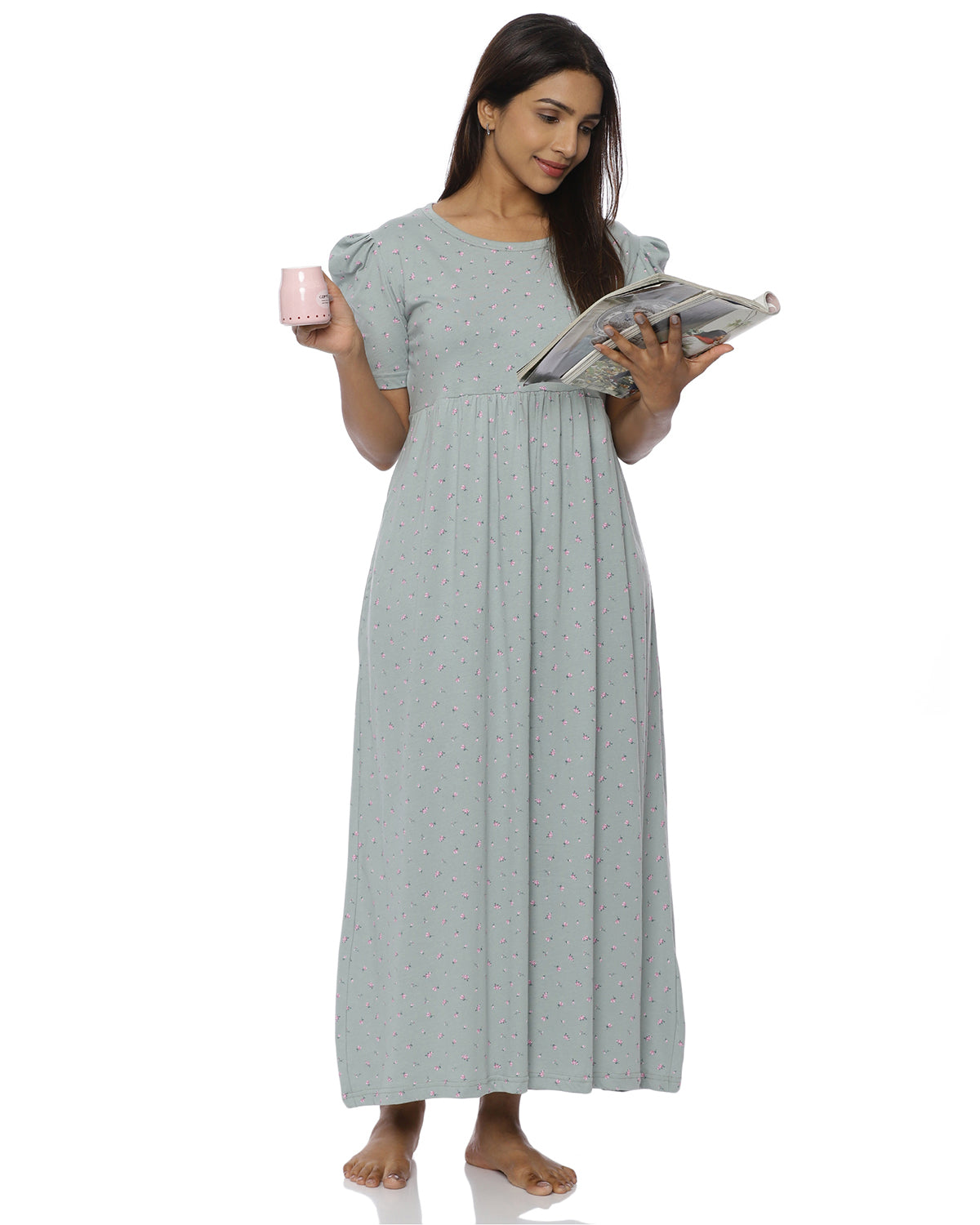 Ruhi | Casual Non-Maternity Loungewear - Puff Sleeve | Full Length