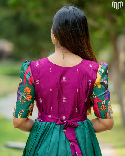 Vanaura Tussar Silk Maternity Maxi with Full Cotton Lining