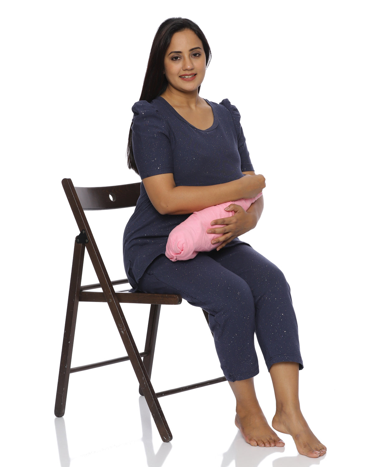 Glitter Navy Zipless Feeding Pant Set