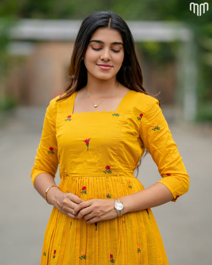 Niram_Yellow Chanderi Maternity Maxi with Full Cotton Lining - product image 2 | MMWEAR