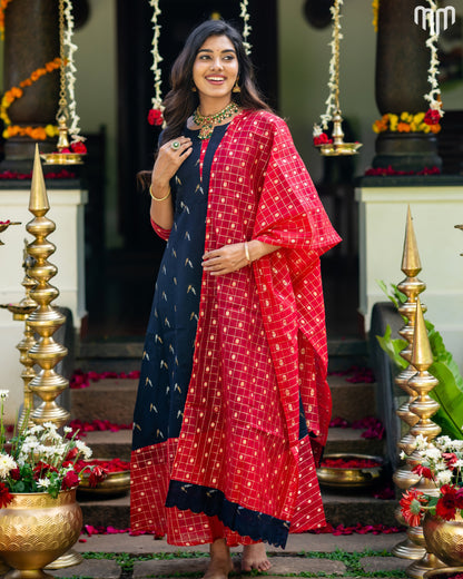 Avantika_02 Fancy Silk Maternity Maxi with Full Cotton Lining &amp; Dupatta