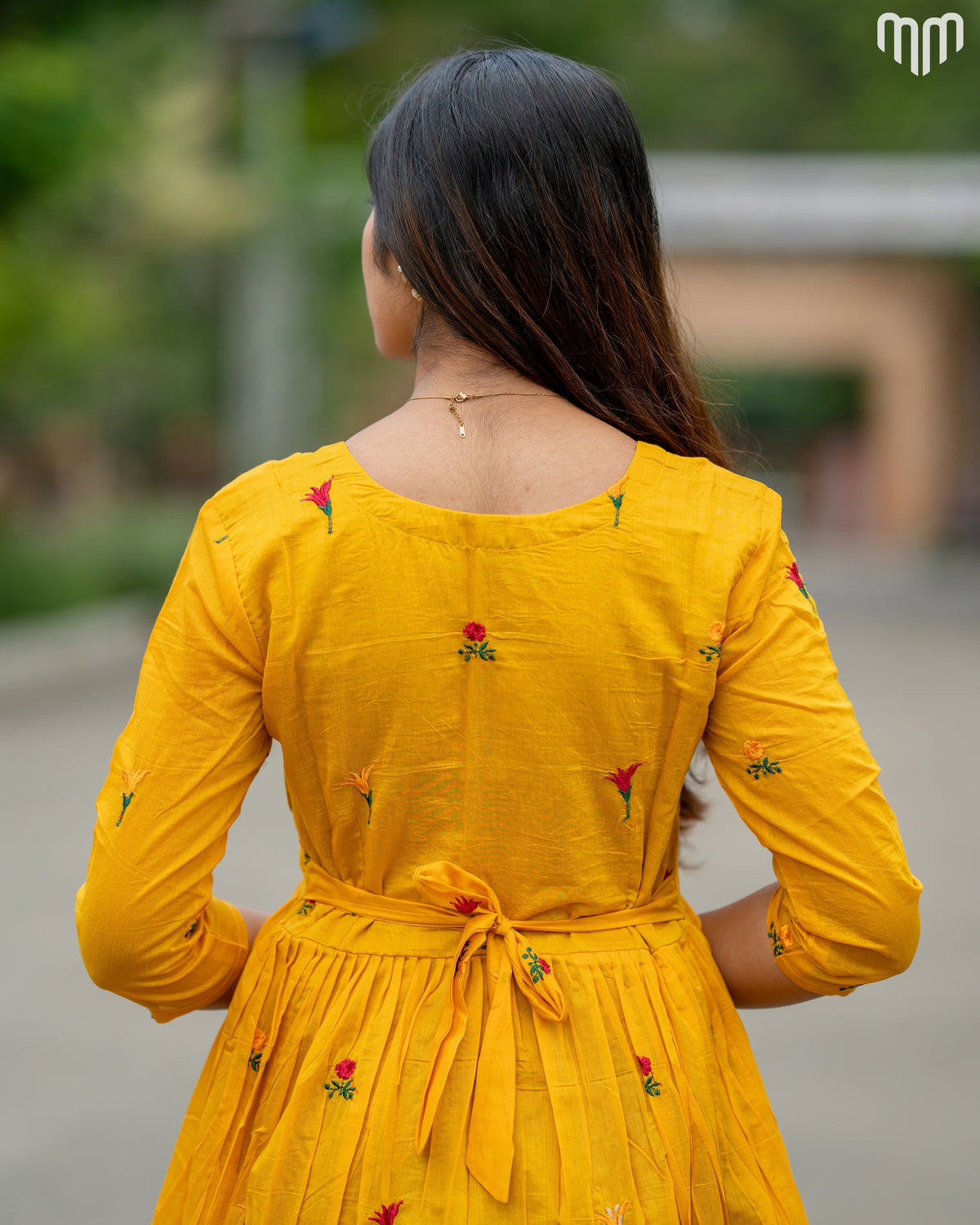 Niram_Yellow Chanderi Maternity Maxi with Full Cotton Lining - product image 4 | MMWEAR