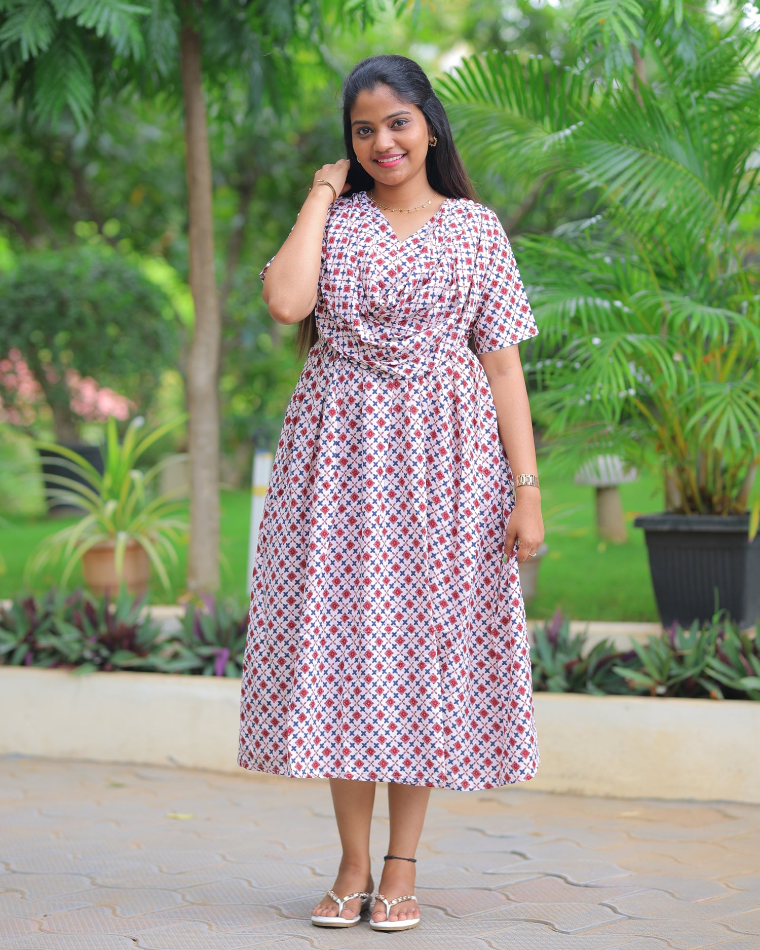 Kayal | Dupatta-Attached Maternity Maxi [Center Zip]