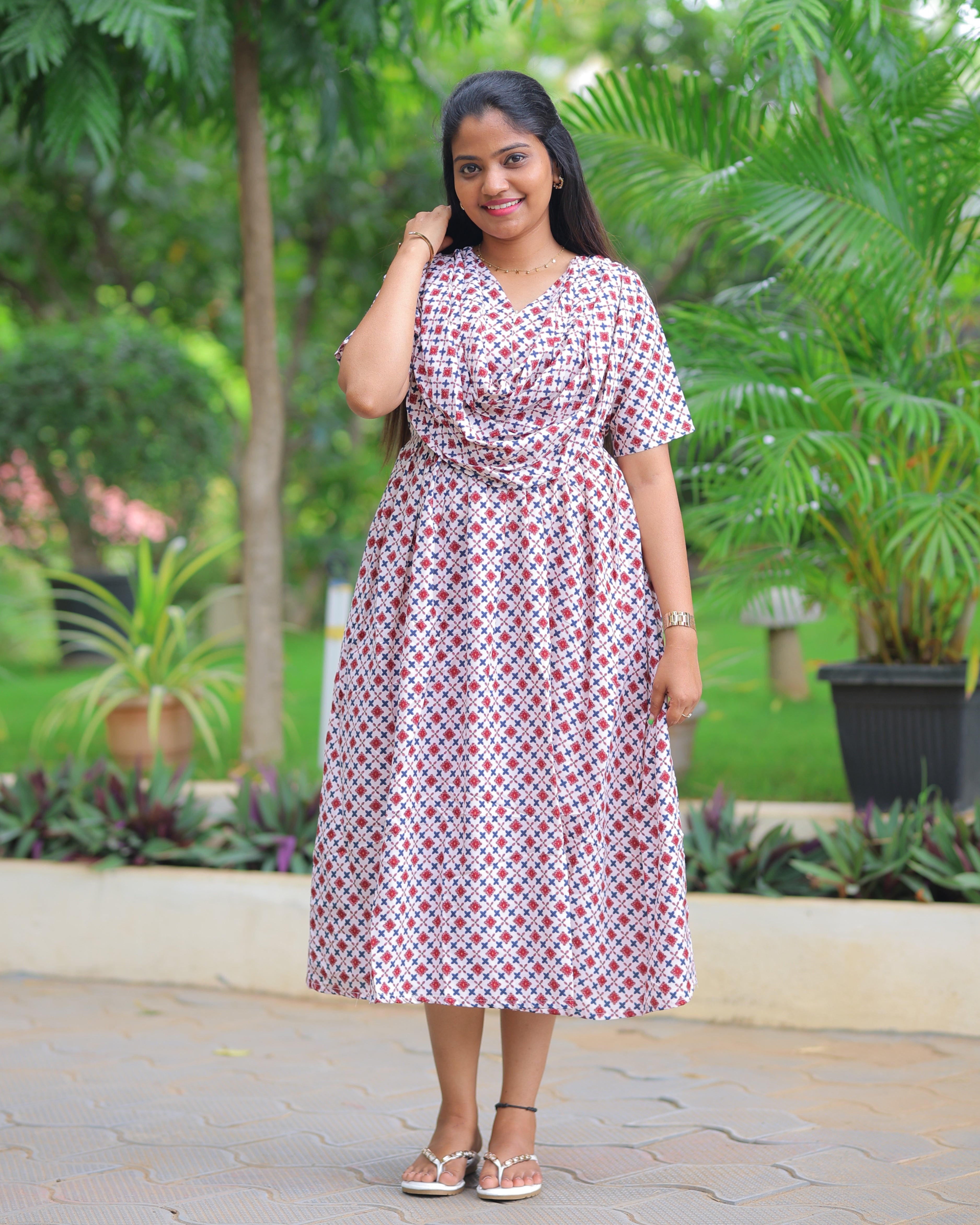 Kayal | Dupatta-Attached Maternity Maxi [Center Zip]