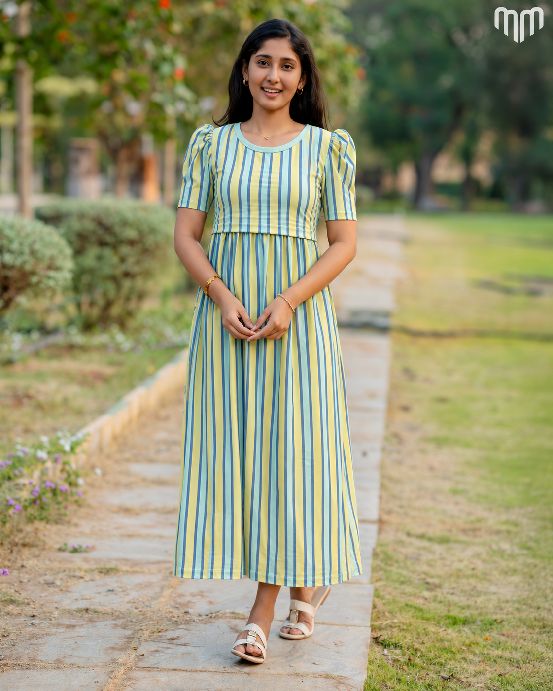 Lemon Sky Stripe Zipless Maternity Loungewear – Full Length