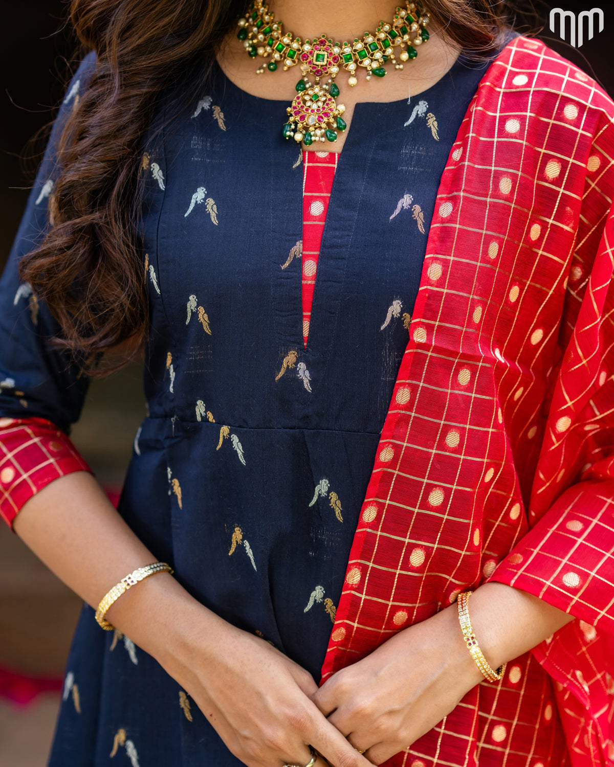 Avantika_02 Fancy Silk Maternity Maxi with Full Cotton Lining &amp; Dupatta