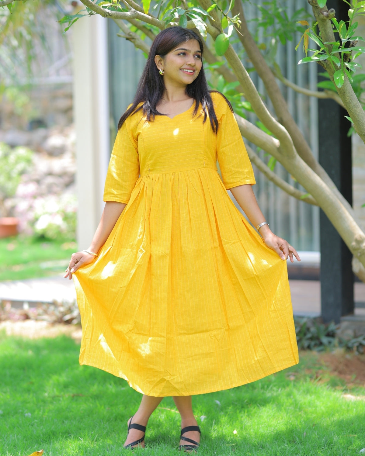 Manjal_lines | Maternity Maxi with Full Lining [Double Side Zips]