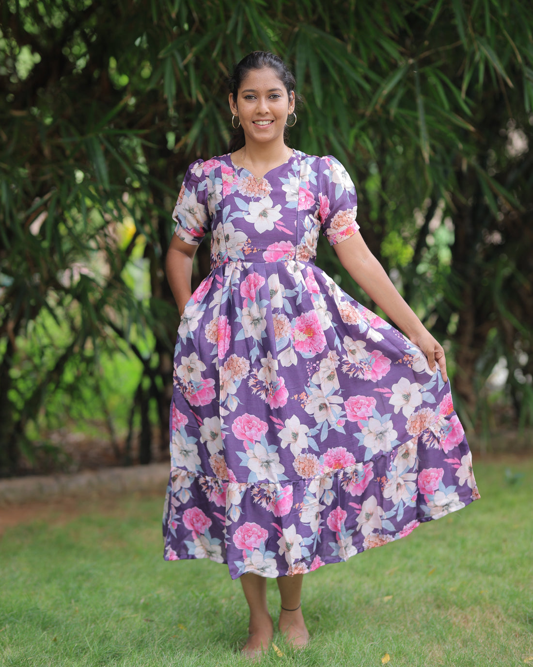 Kuzhali | Maternity Maxi with Full Lining [Double Side Zips]