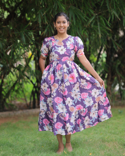 Kuzhali | Maternity Maxi with Full Lining [Double Side Zips]