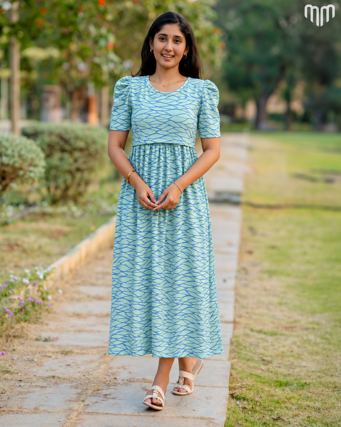 Mint Blue Wave Zipless Maternity Loungewear – Full Length
