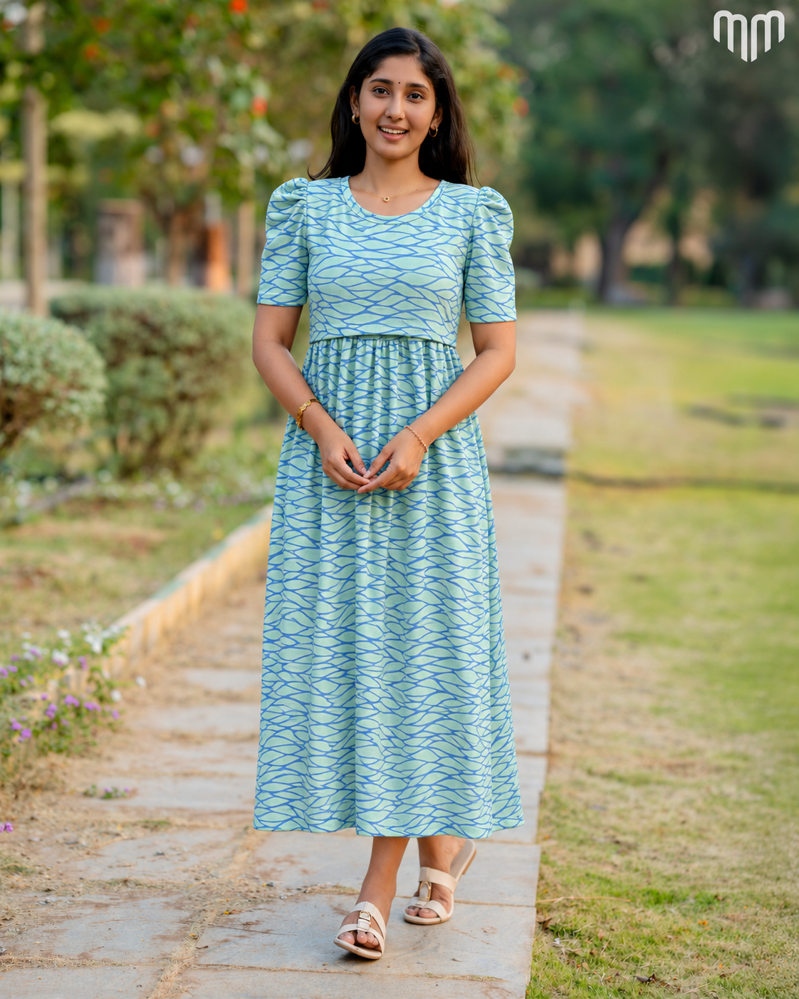 Mint Blue Wave Zipless Maternity Loungewear – Full Length