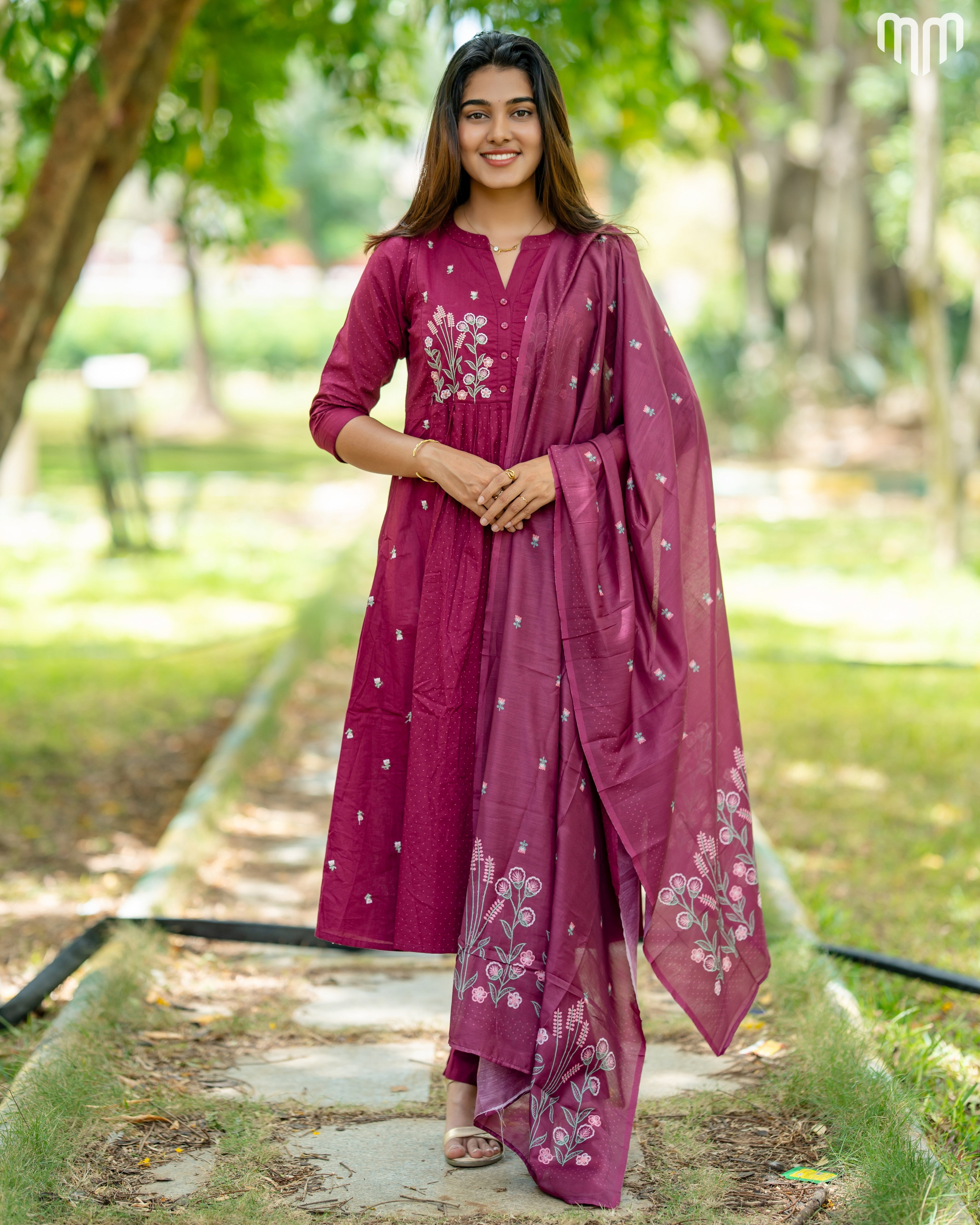 Thulip_Wine Maternity Kurti Set (Top Maxi Style)