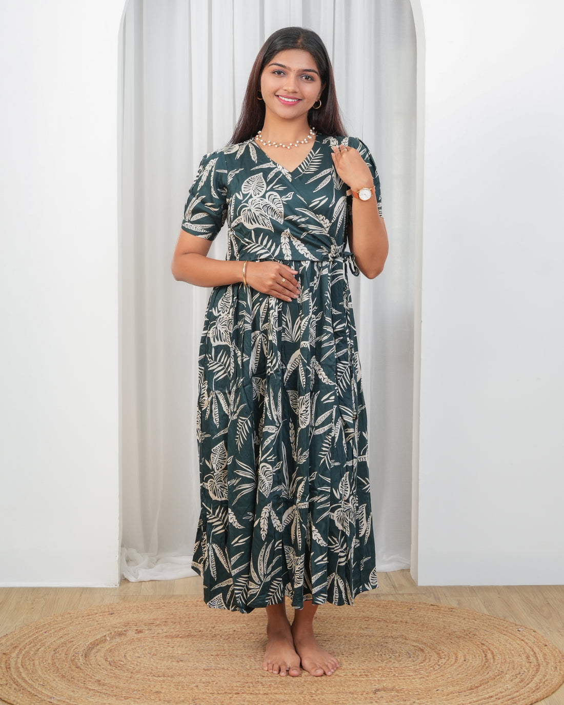 Green Wrap Maternity Maxi