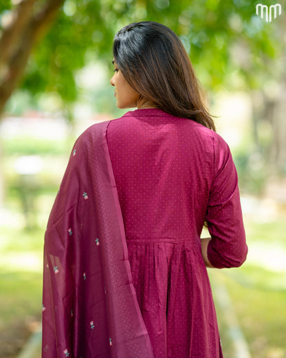 Thulip_Wine Maternity Kurti Set (Top Maxi Style)