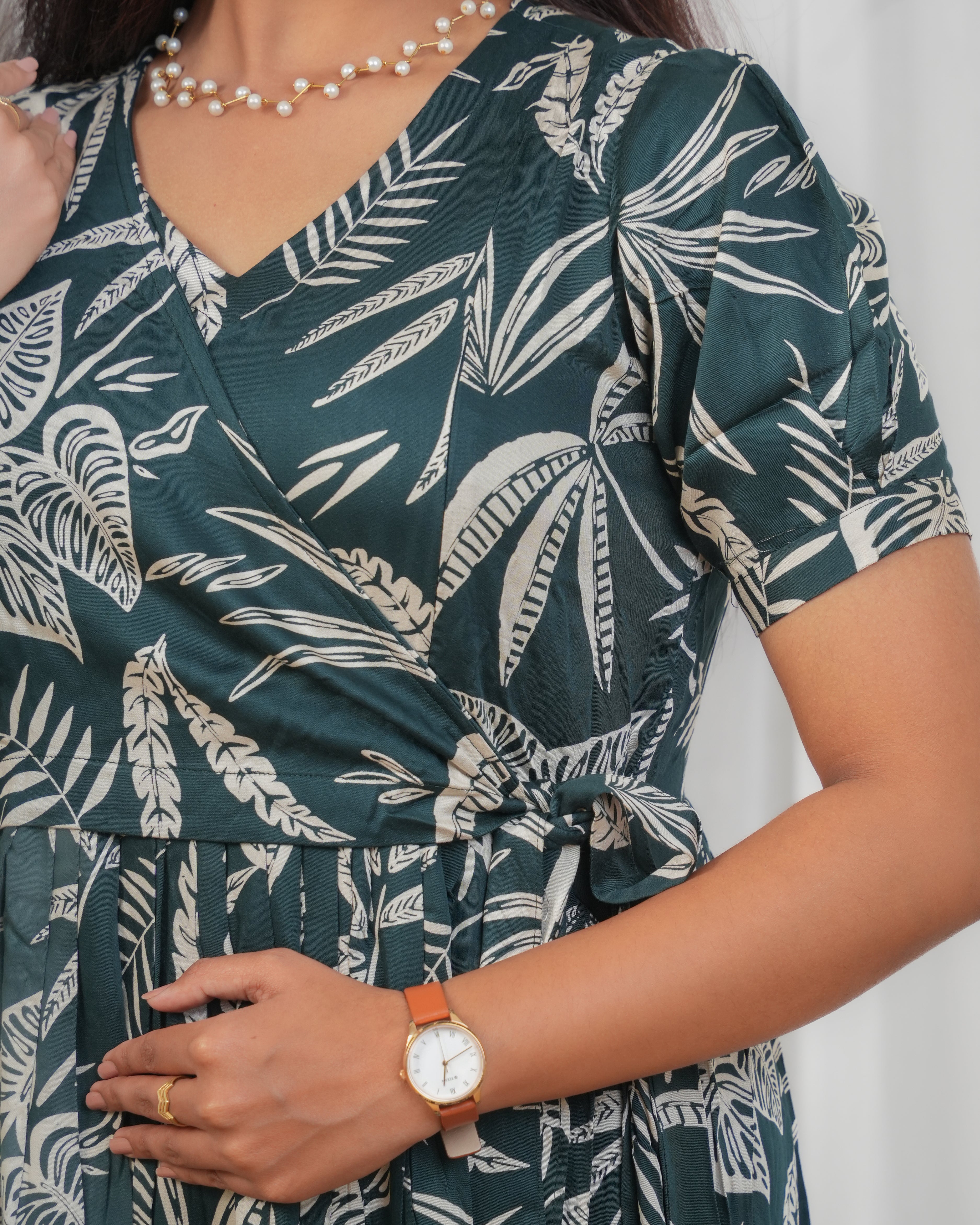Green Wrap Maternity Maxi