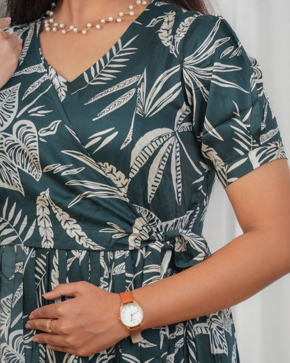 Green Wrap Maternity Maxi