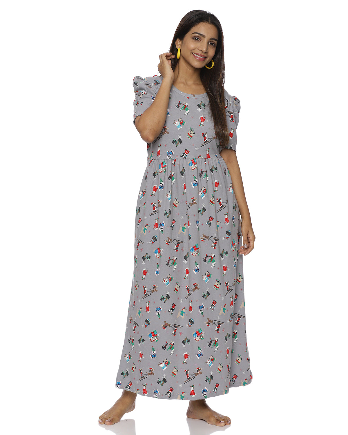 Happy Time | Casual Non-Maternity Loungewear - Puff Sleeve | Full Length