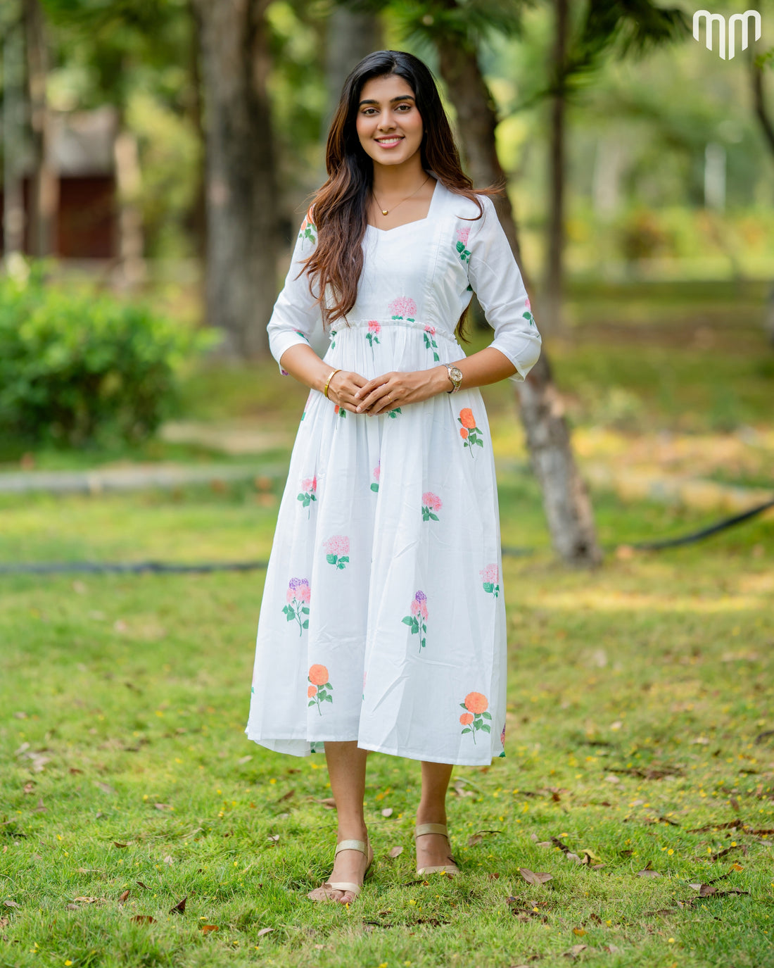 White Floral Maternity Maxi with Full Cotton Lining - product image 1 | MMWEAR