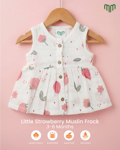 Little Strawberry Muslin Sleeveless Frock