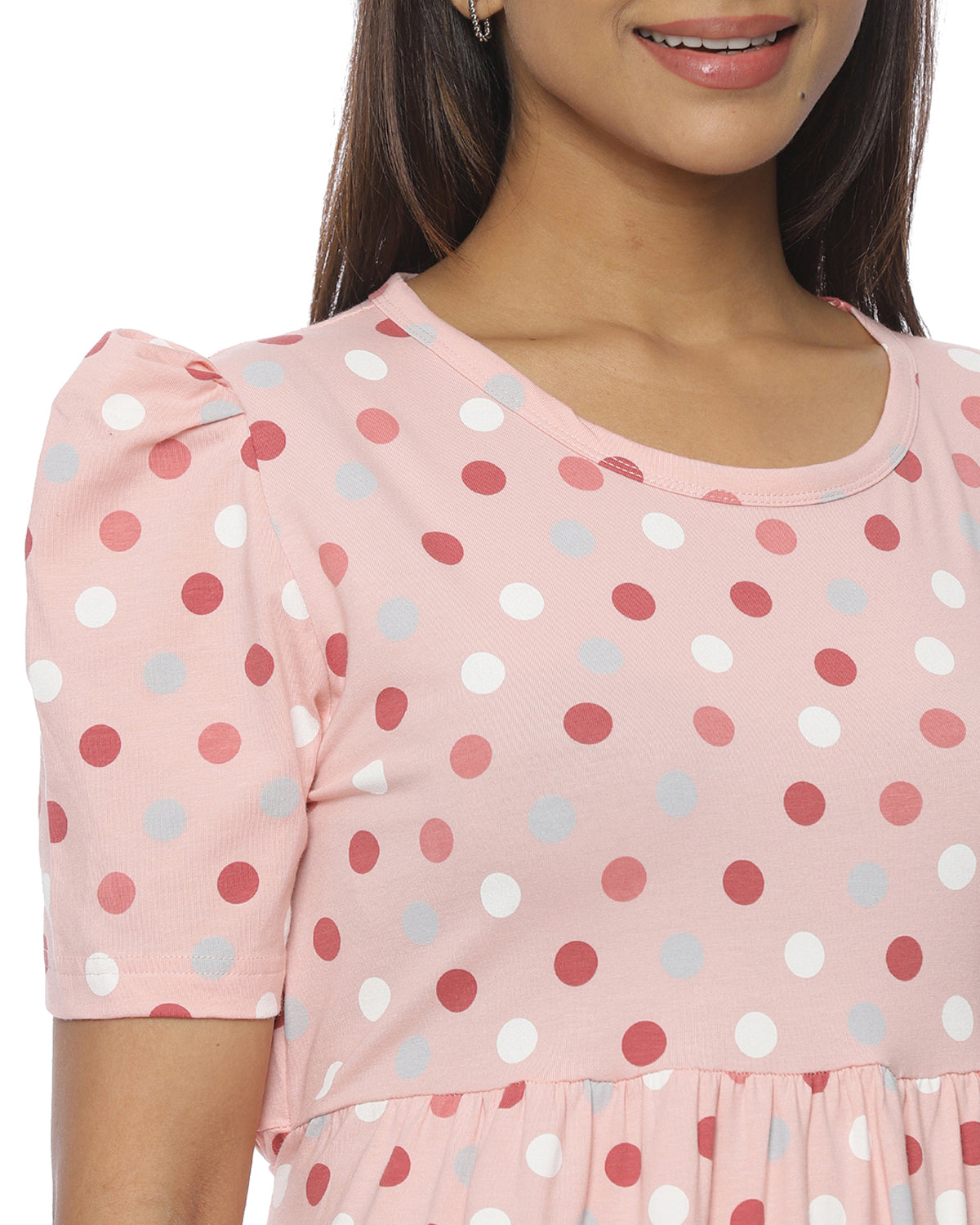 Peach Polka Casual Loungewear - Full Length