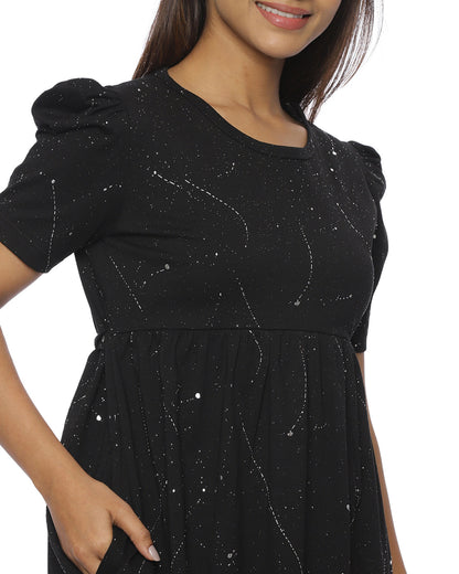 Black Foil Casual Loungewear - Full Length
