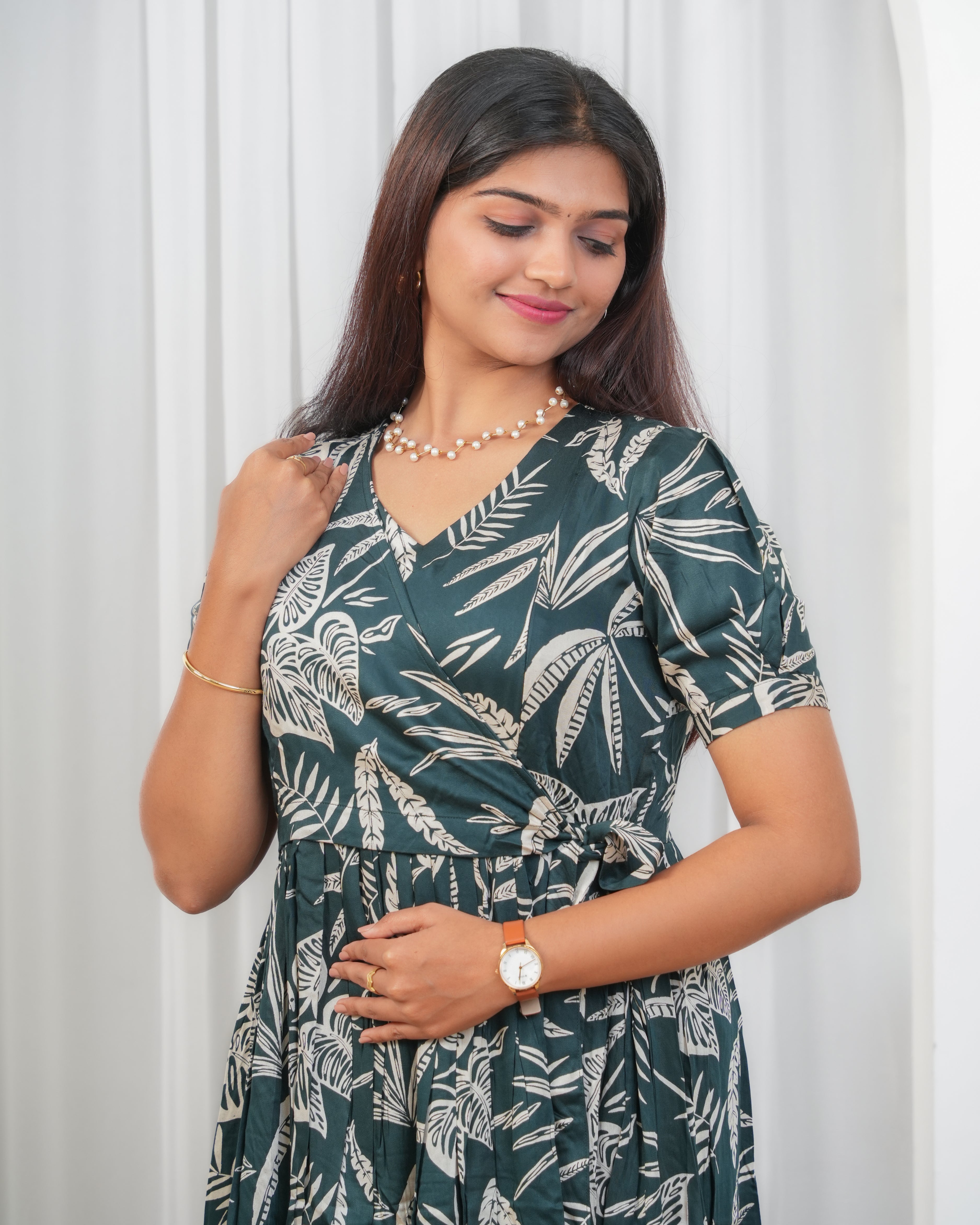 Green Wrap Maternity Maxi