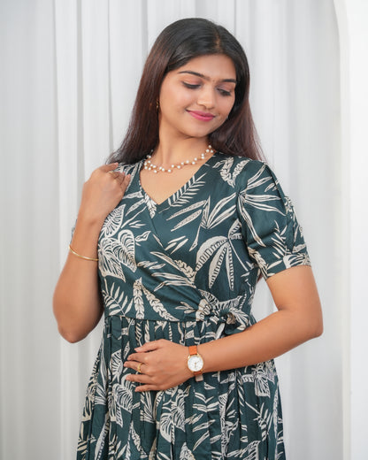 Green Wrap Maternity Maxi