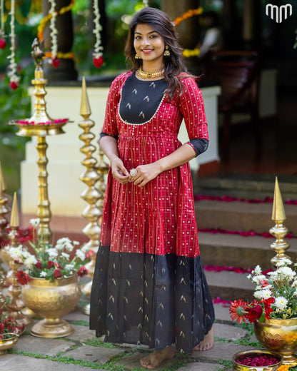 Meenakshi_V2 Silk Maternity Maxi with Full Cotton Lining