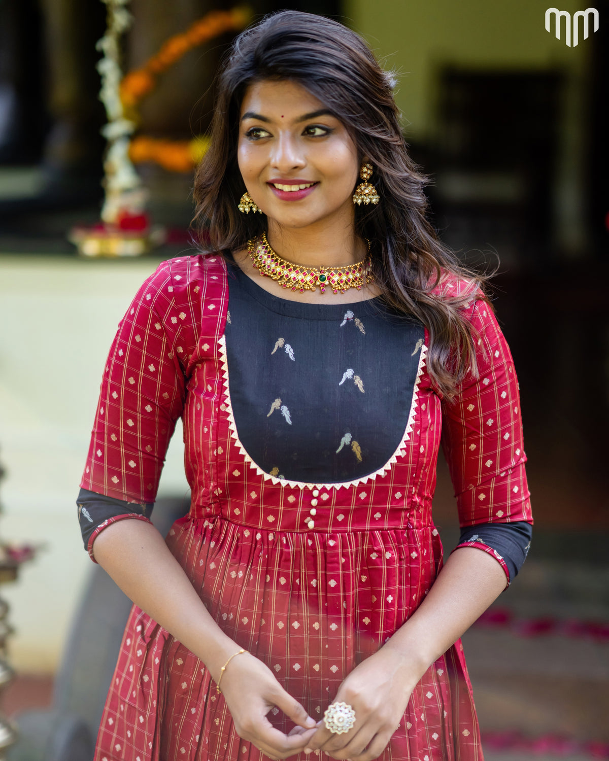 Meenakshi_V2 Silk Maternity Maxi with Full Cotton Lining
