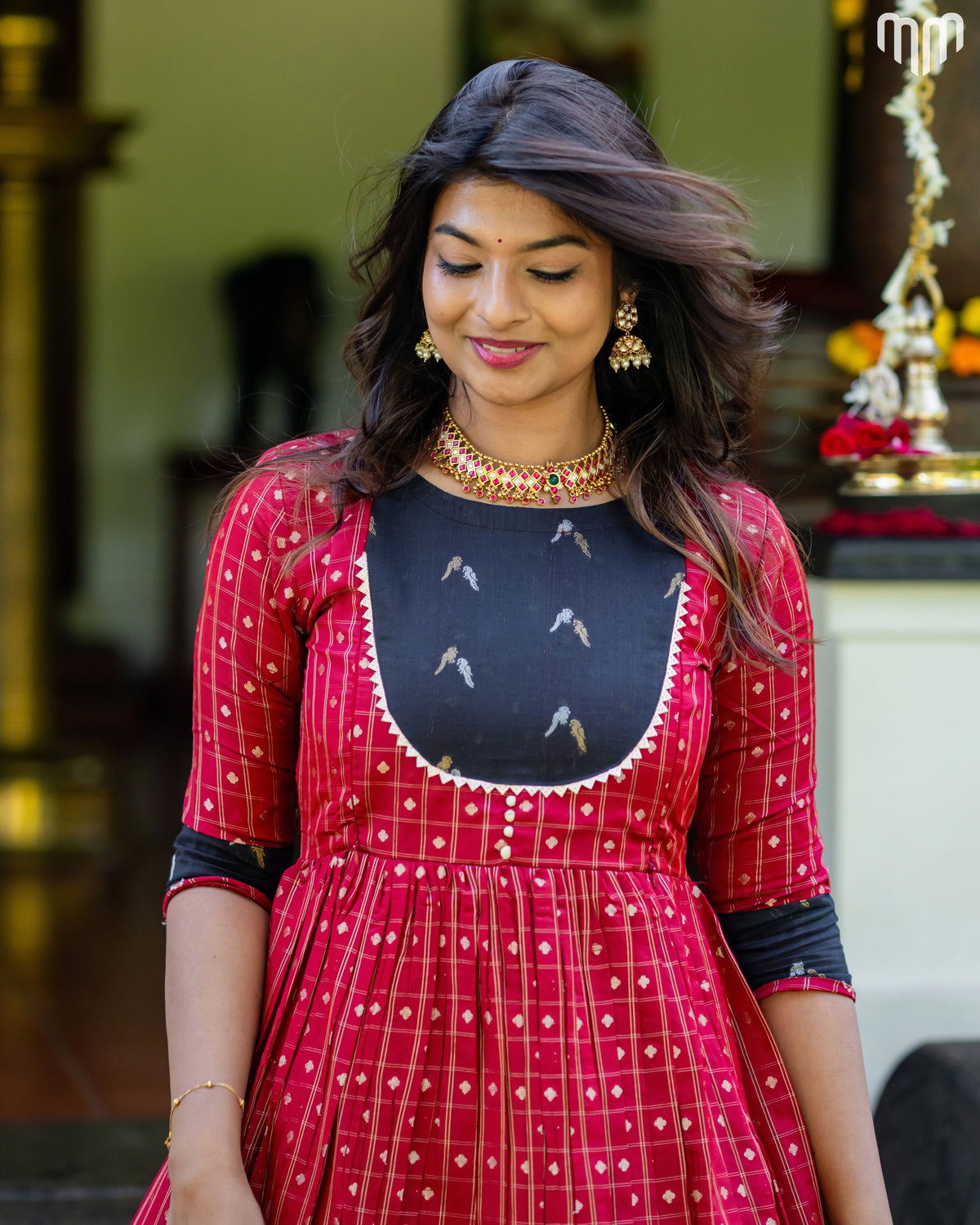 Meenakshi_V2 Silk Maternity Maxi with Full Cotton Lining