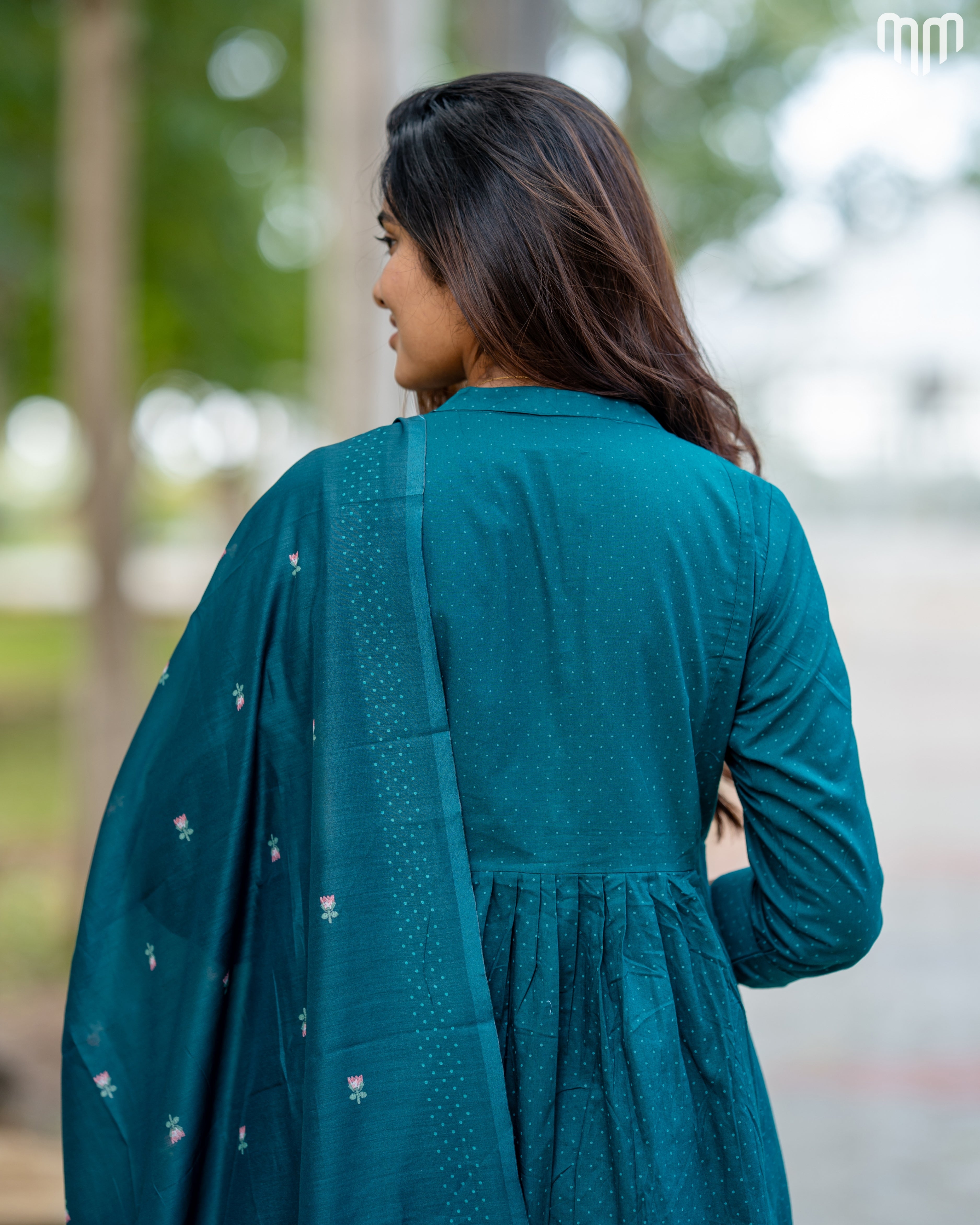 Thulip_Teal Maternity Kurti Set (Top Maxi Style)